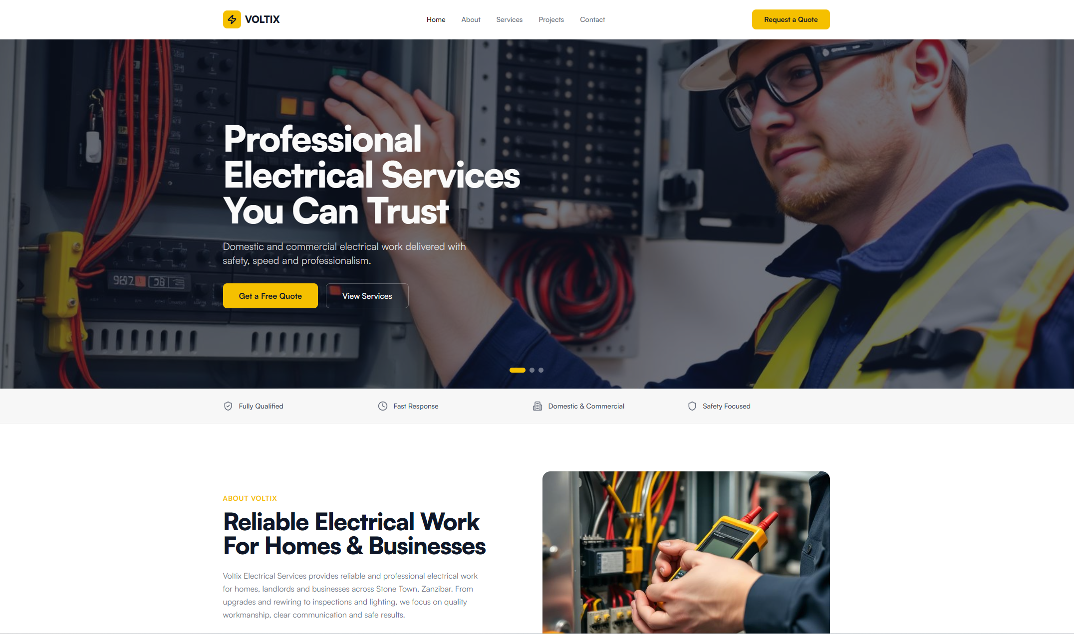 Professional Electrical Services website preview